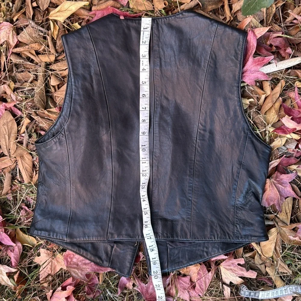 Vintage Black Leather Vest by Jaqueline Ferrar size medium / large